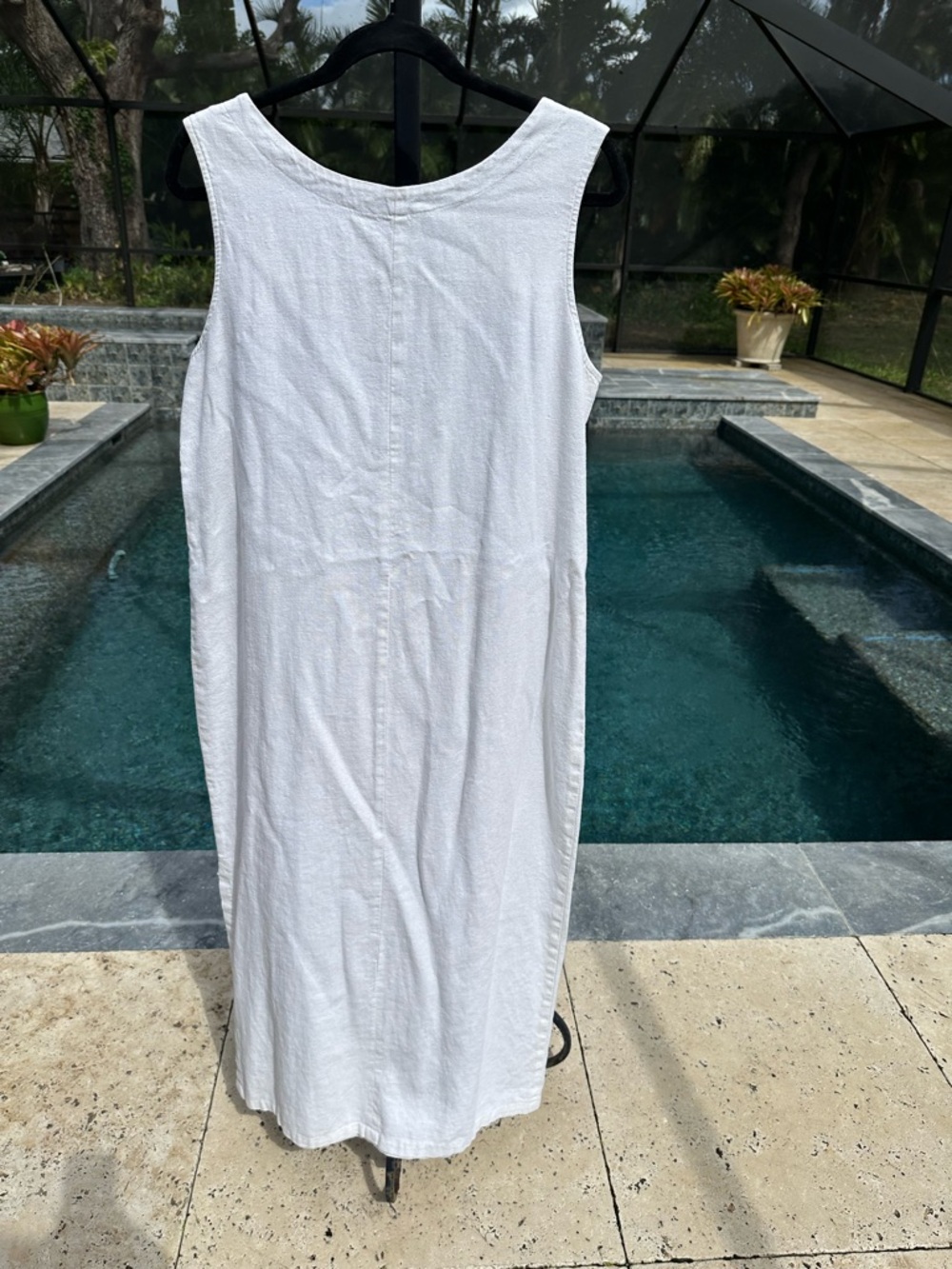 Norton Mcnaughton White Sleeveless Maxi Dress Classic Modern LG Linen Blend - Picture 8 of 10